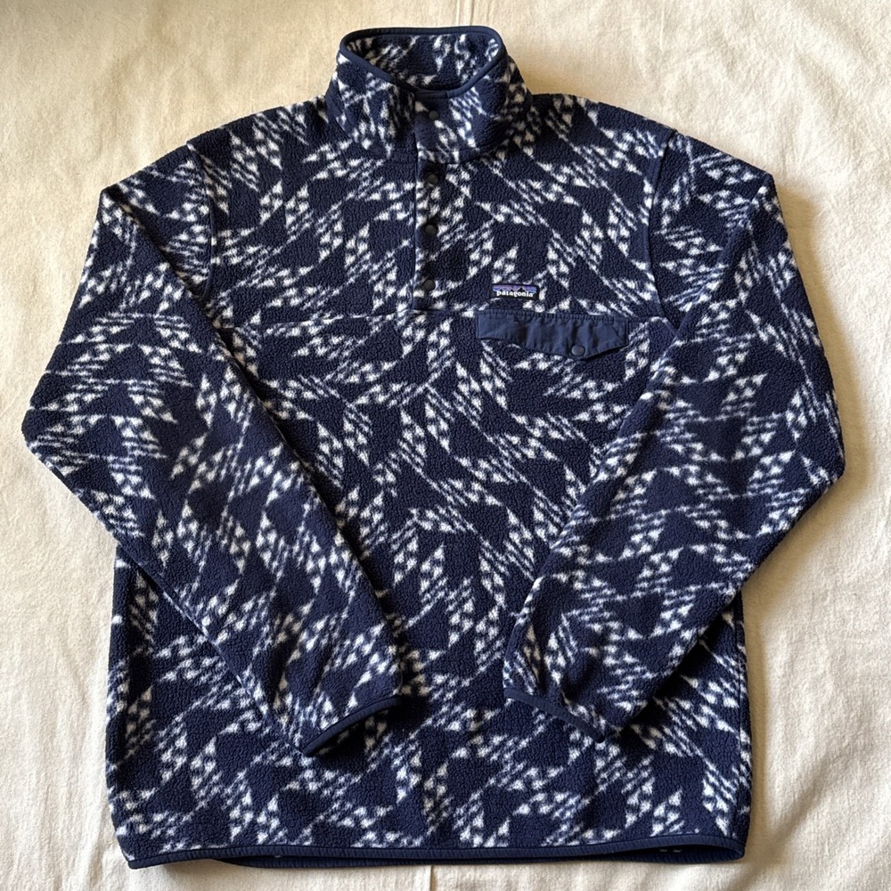 Patagonia Synchilla Pullover Men's Size L Cliffside Classic Navy Aztec Tribal